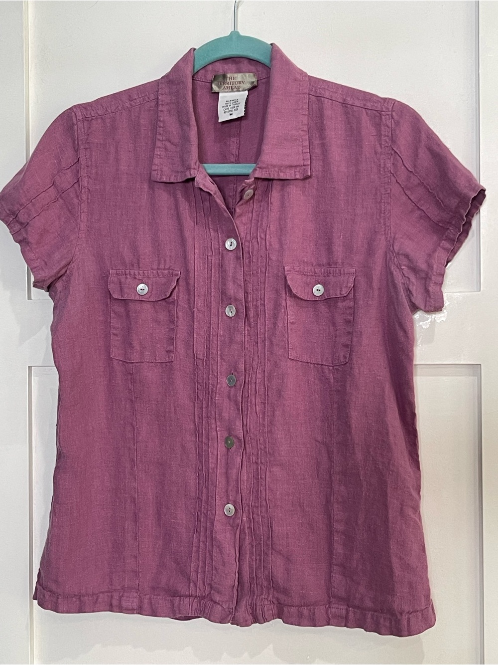 The Territory Ahead Rose-Pink Short-Sleeve Linen Button-Down